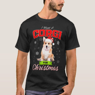 T-shirt Chapeau de Père Noël Corgi Noël Je Veux Un Corgi P
