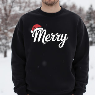 T-shirt Chapeau de Père Noël gras noir Joyeux Noël