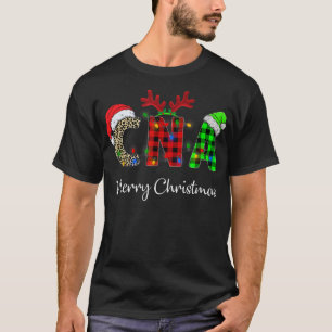 T-shirt Chapeau de père Noël infirmière CNA à carreaux rou