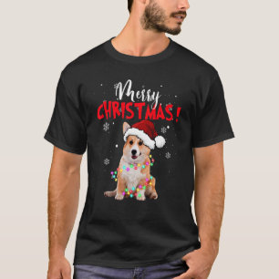 T-shirt Chapeau de Père Noël pour Corgi Mignon avec Lumièr