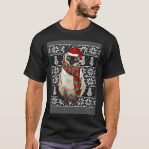 T-shirt Chapeau de Père Noël Xmas Chat Siamois Noël dégueu