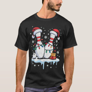 T-shirt Chapeau de Santa Bowling Noël drôle à manches long