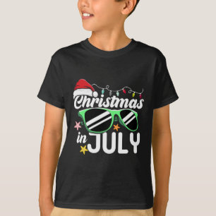 T-shirt Chapeau de Santa Noël en Juillet Lunettes de solei