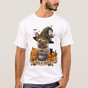 T-shirt Chapeau De Sorcière Bouledogue Traitement Ou Escro