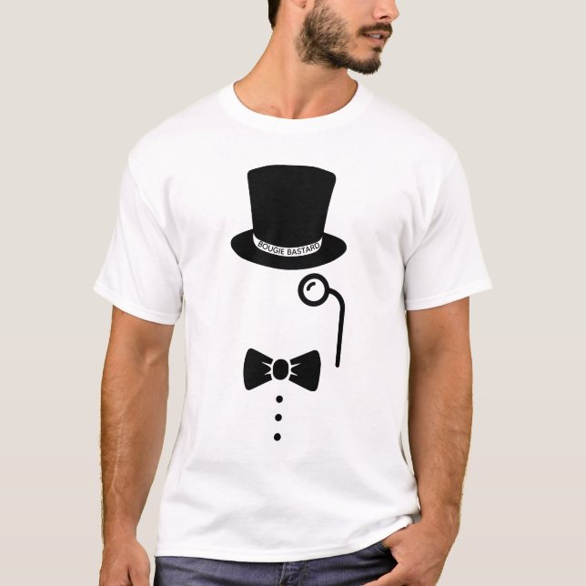 T-shirt Chapeau de tête "Bougie Bastard", monocle & bowtie (Devant)