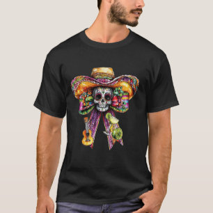 T-shirt Chapeau Mexicain Crâne de Sucre Cinco De Mayo Nœud