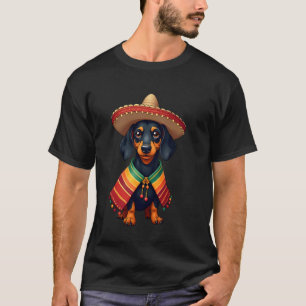 T-shirt Chapeau Mexicain Mignon Cinco De Mayo Chien Poncho