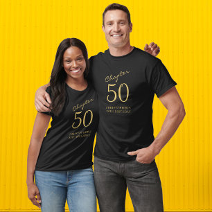 T-shirt Chapitre 50 50e fête d'anniversaire Noir et or