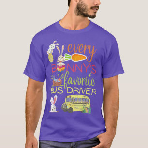 T-shirt Chaque Bunny's Favorite School Bus Driver amusant 