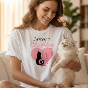 T-shirt Chaque Jour est CATurday Cœur Mignon Queue Amoureu