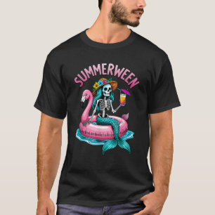 T-shirt Char de Flamant rose d'été Mermaid Squelette Hallo
