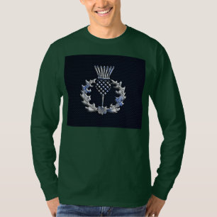 T-shirt Chardon d'écossais d'argent d'impression de fibre