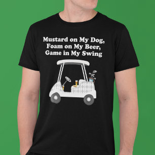 T-shirt Chariot de golf avec bière et hot-dog Argyle
