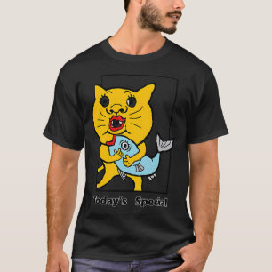 T-shirt Chariot de poissons kawaii rayé noir et jaune ador