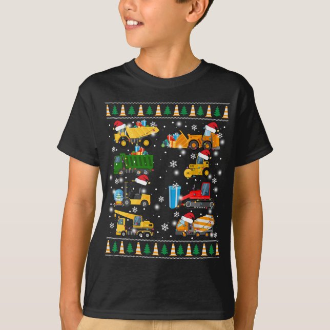 T-shirt Chariot d'excavateur de construction Père Noël Ugl (Devant)