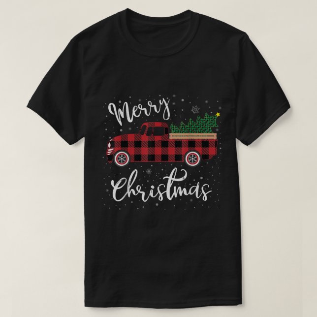 T-shirt Chariot rouge Buffalo jeté Joyeux Noël (Design devant)