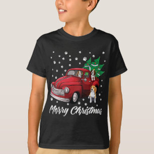 T-shirt Chariot rouge Joyeux Arbre de Noël Chien Beagle Ch