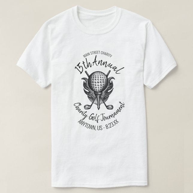T-shirt Charity Golf Tournoi Ball Tee Clubs Course (Design devant)