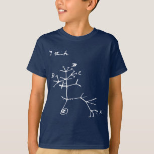 T-shirt Charles Darwin - Je pense (blanc)