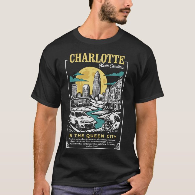 T-shirt Charlotte City North Carolina In the Queen City (Devant)