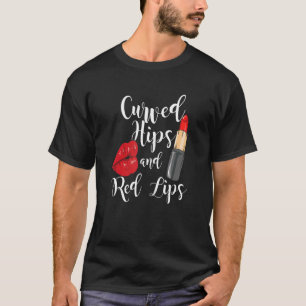 T-shirt Charmant Lèvres Rouges Levure Courbée Hauteurs Et 
