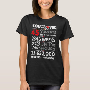 T-shirt charmant Vous êtes aimé depuis 45 ans