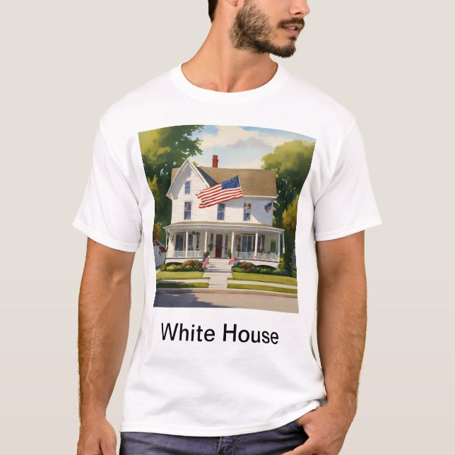 T-shirt Charmante maison de style américain dans la banlie (Devant)