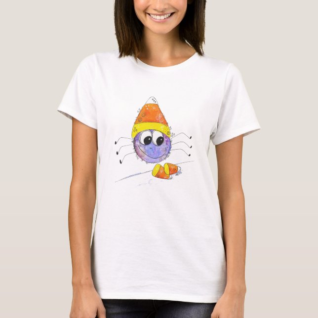 T-shirt Charme blanc bonbon araignée de maïs (Devant)