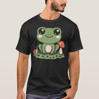 T-shirt Charme Cottagecore Kawaii Grenouille Escargot Cham