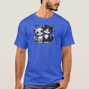 T-shirt Charming Duo Cat Design - L'amour dans chaque meow
