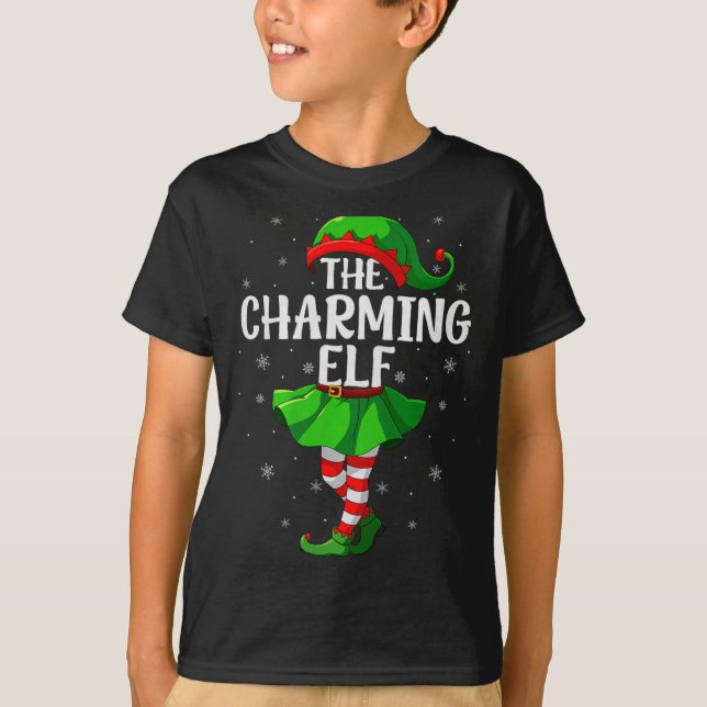 T-shirt Charming Elf Christmas Girls Women Elf Squad Xmas  (Devant)