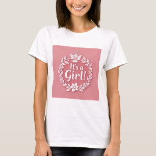 T-shirt Charming Pink Gender Reveal Logo for Girls