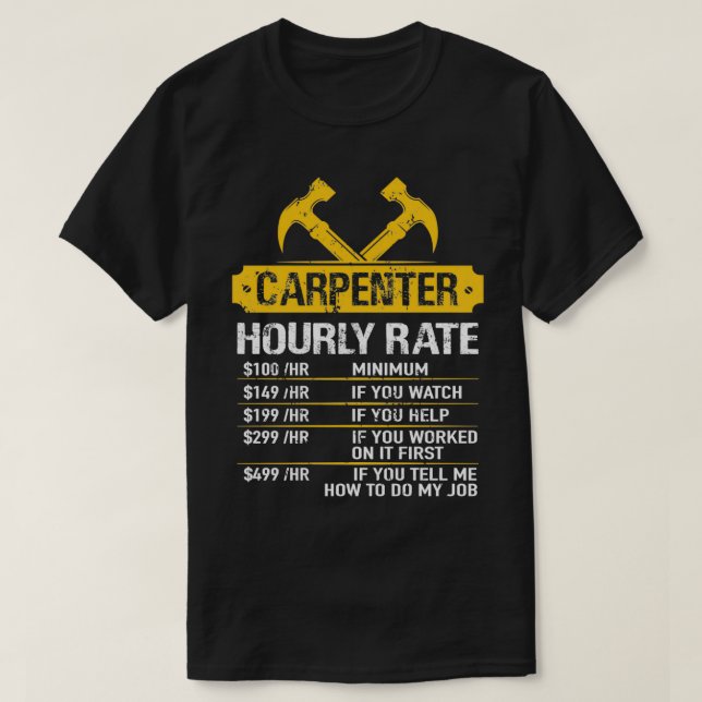 T-shirt charpentier à taux horaire charpentier principal c (Design devant)