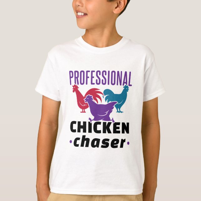 T-shirt Chaser de poulet professionnel Poulets colorés (Devant)