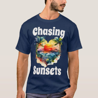 T-shirt Chasing Sunsets Femmes Belle Motivation estivale