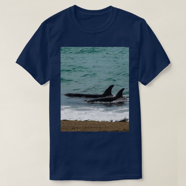 T-shirt Chasse à la baleine tueuse sur le rivage (Design devant)