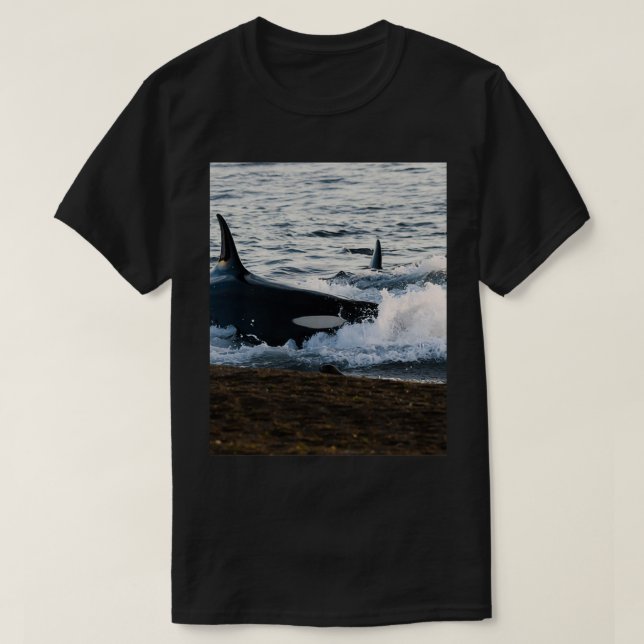 T-shirt Chasse à la baleine tueuse sur le rivage 3 (Design devant)