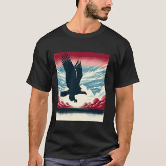 T-shirt Chasse À L'Aigle Bald Avec Drapeau Dans Le Sleeve 