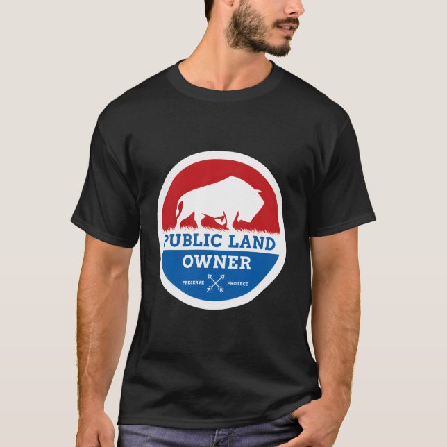 T-shirt Chasse au bison par un propriétaire foncier public (Devant)