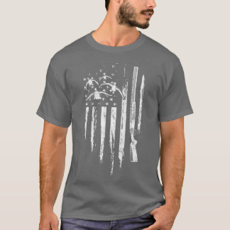 T-shirt Chasse au canard Drapeau américain sauvagine Oie D