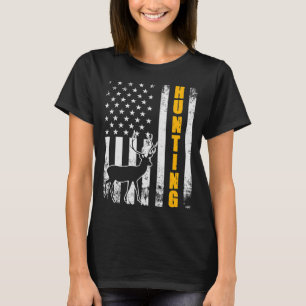 T-shirt Chasse au cerf Chasseur de Whitetail Drapeau améri