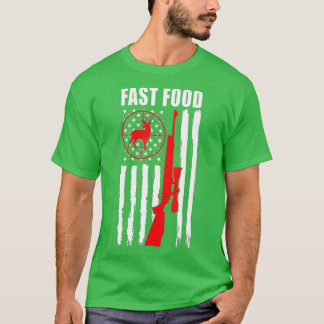 T-shirt Chasse Au Cerf, Mange Plus Rapide Alimentation Drô