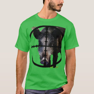 T-shirt Chasse Au Cochon Sauvage Sanglier Dans Le Champ Ve