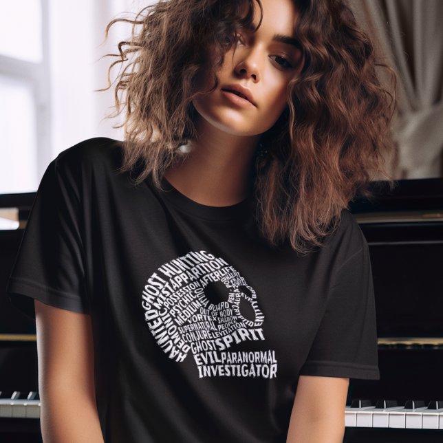 T-shirt Chasse au fantôme noir Paranormal Crâne femmes (Créateur téléchargé)