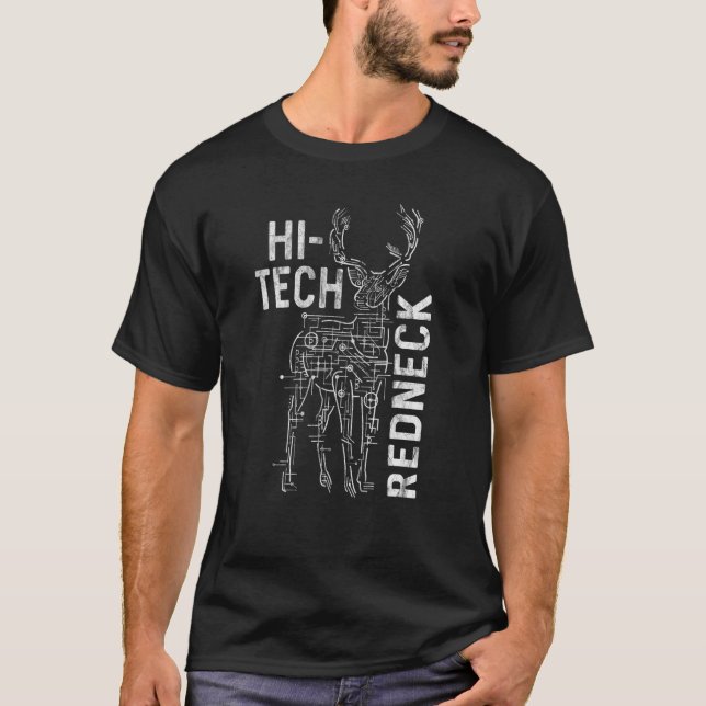 T-shirt Chasse aux Cerfs de Chasseur - High Tech Redneck - (Devant)