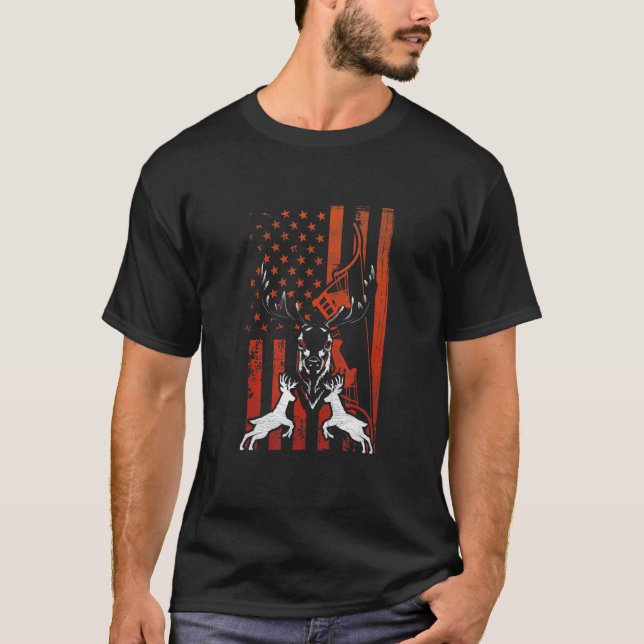 T-shirt Chasse aux cerfs Patriotique Us Chasse aux wapitis (Devant)