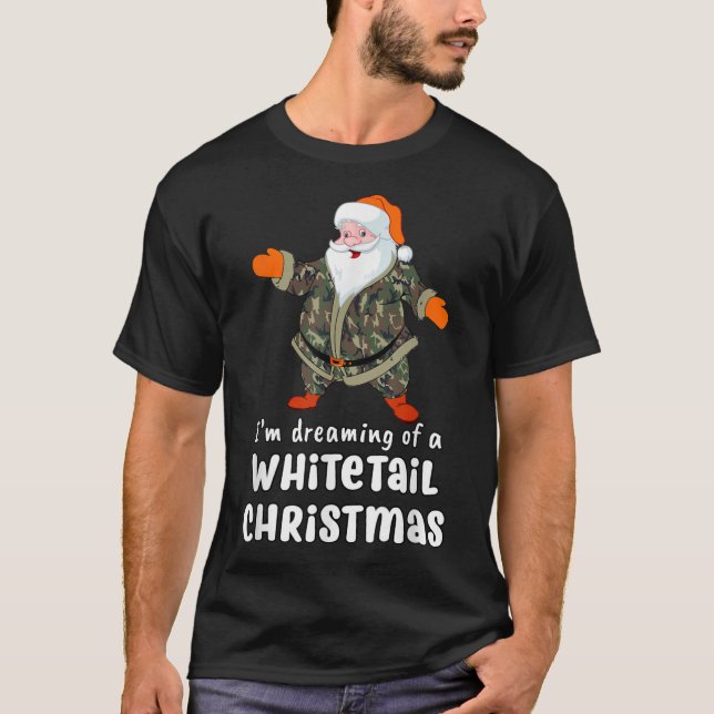 T-shirt Chasse aux cerfs Whitetail Christmas Camo Père Noë (Devant)