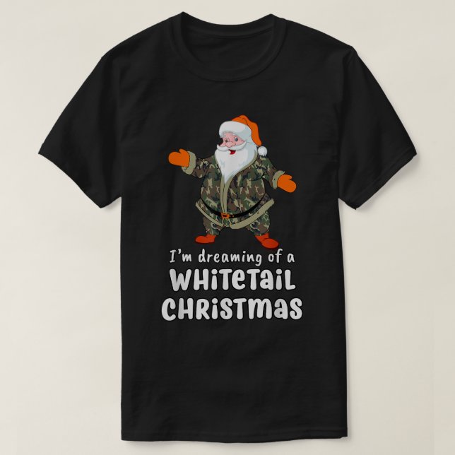 T-shirt Chasse aux cerfs Whitetail Christmas Camo Père Noë (Design devant)
