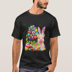 T-shirt Chasse aux oeufs de lapin de porc mignon Oeuf colo
