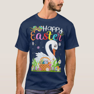 T-shirt Chasse aux oeufs de lapin d'oiseaux de cygne amusa